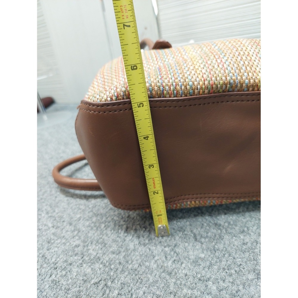 Croft & Barrow Women Shoulder Bag Small Brown Stripe Braided Leather Trim Casual - Picture 13 of 16